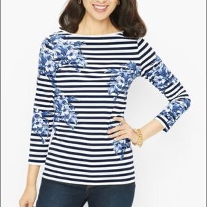 🆕Talbots bateau-neck floral tee